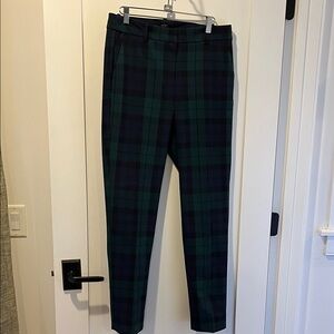 J. Crew Women's Green and Blue Plaid Cropped Pants